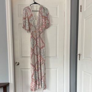 Timing Red and White Patterned Maxi Dress